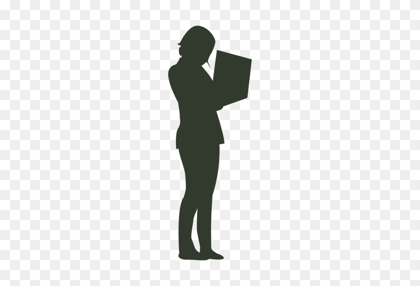 512x512 Working Woman Silhouette Laptop - Woman Silhouette PNG
