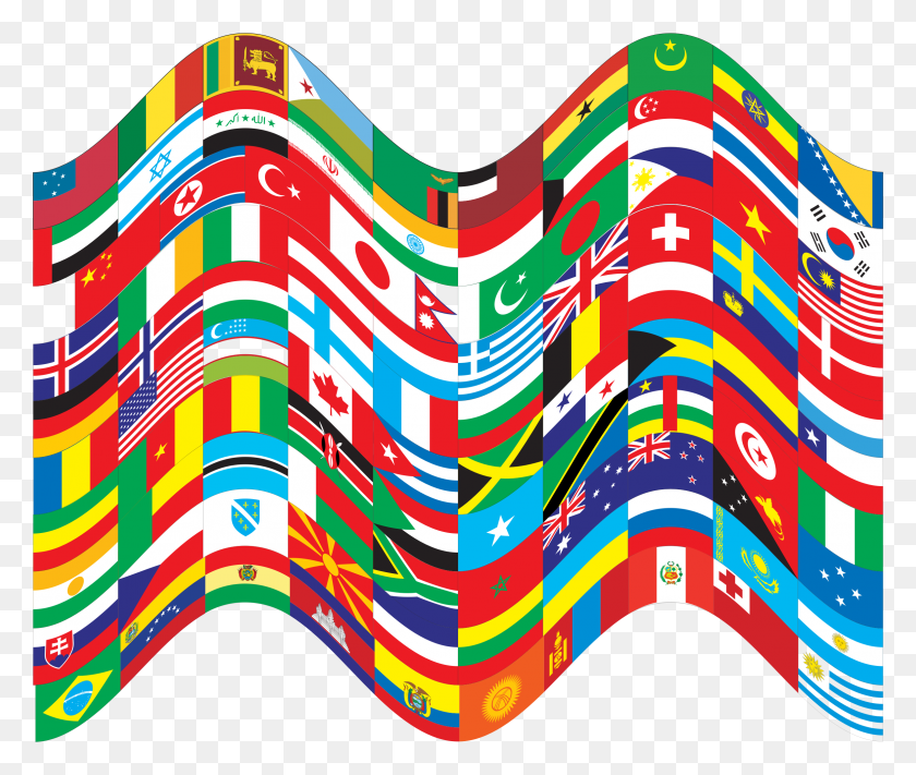 2358x1970 World Flags Wavy Icons Png - World Flags PNG