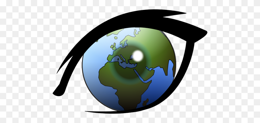 500x337 World Globe In The Eye Vector Clip Art - Eyes See Clipart