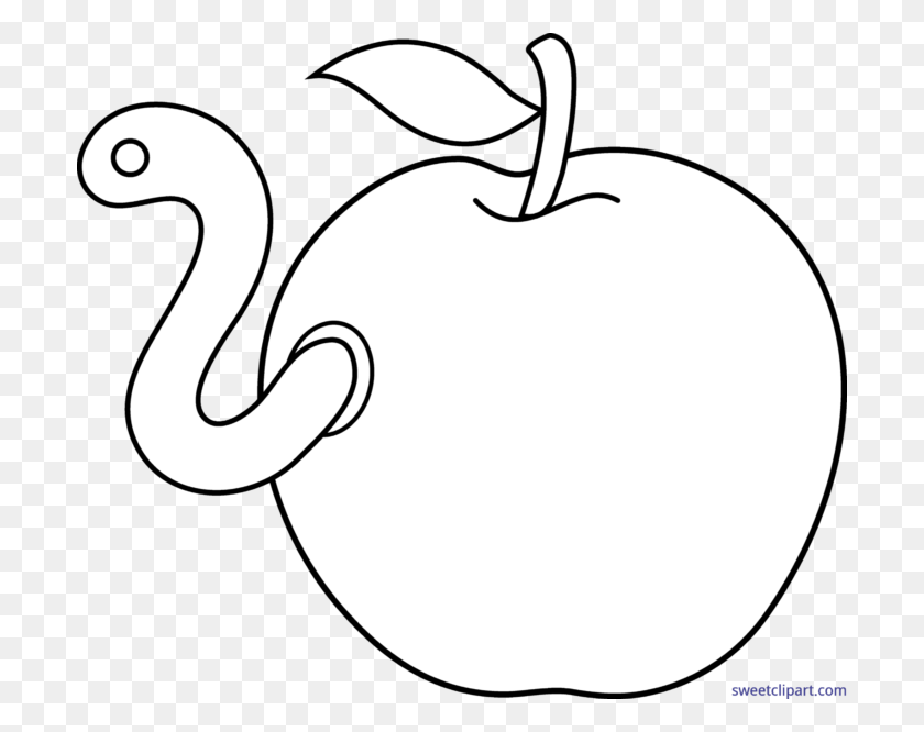 700x606 Червячок Клип Apple, Рисование Линий Картинки - Червь Клипарт Черно-Белый