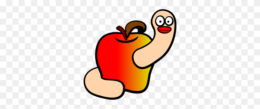 300x294 Worm In An Apple Clip Art - Apple With Worm Clipart