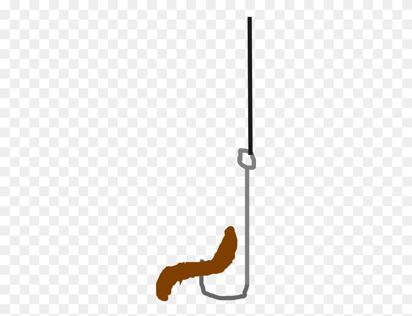 204x584 Worm On Fishing Hook Clip Art - Fish Hook PNG