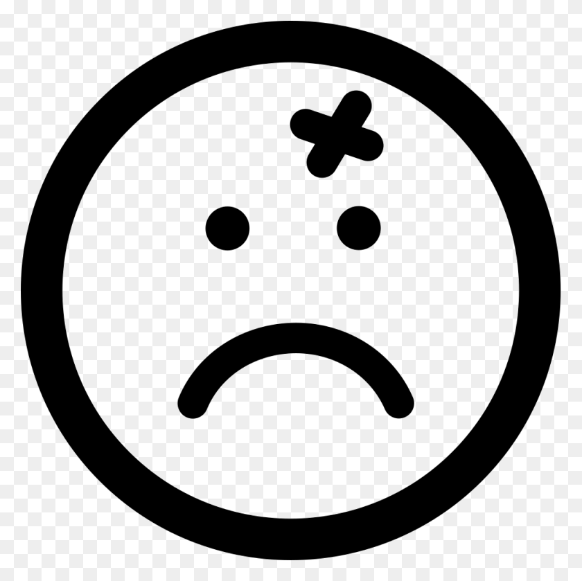 981x980 Wound Cross On Emoticon Sad Face Of Rounded Square Shape Png - Sad Face PNG