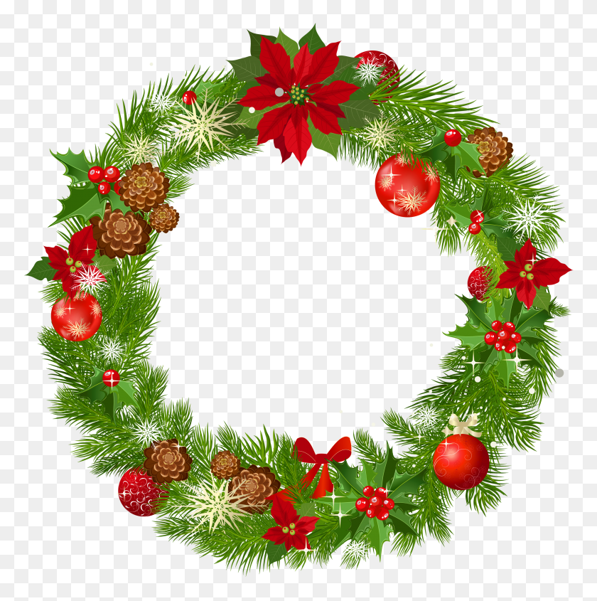 3500x3524 Wreath Clip Art Clipart Images - Christmas Decorations Clipart