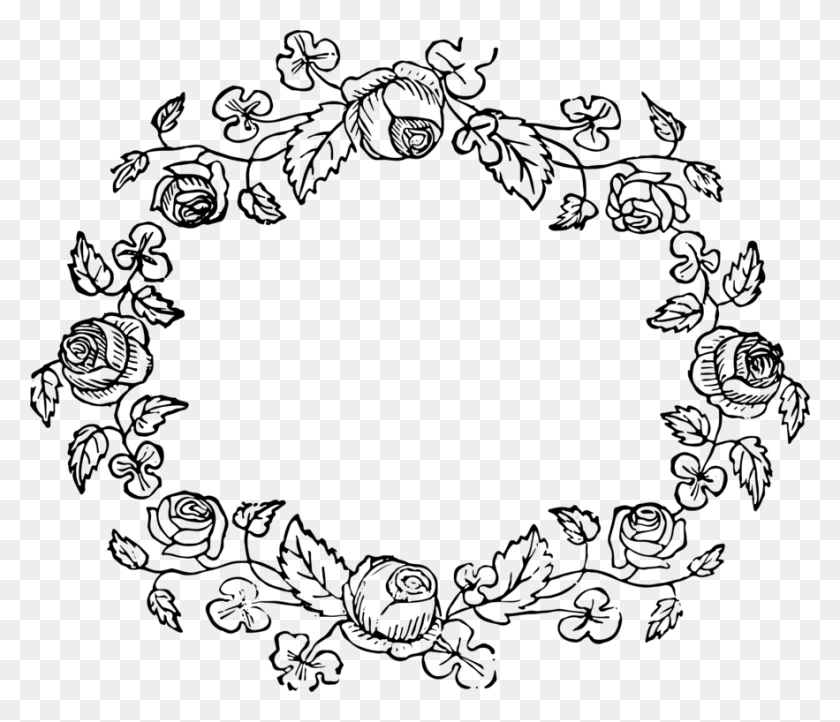 883x750 Wreath Floral Design Rose Flower Drawing - Wreath Clipart Black And White