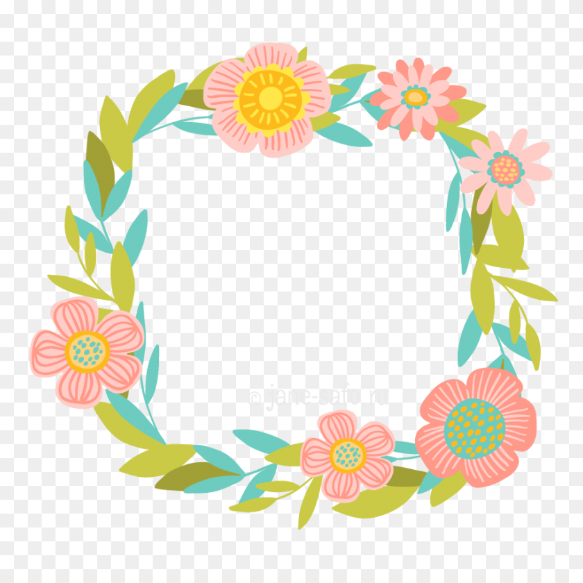 850x850 Wreath Flower Garden Roses Clip Art - Free Floral Wreath Clipart