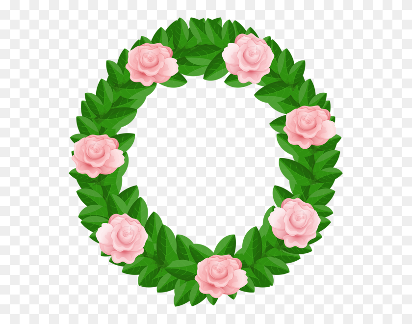 569x600 Wreath With Roses Free Png Clip Art - Flower Wreath PNG