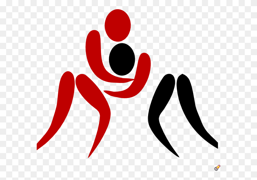 600x528 Wrestlers Two Color Clip Art - Wrestling Clipart Black And White