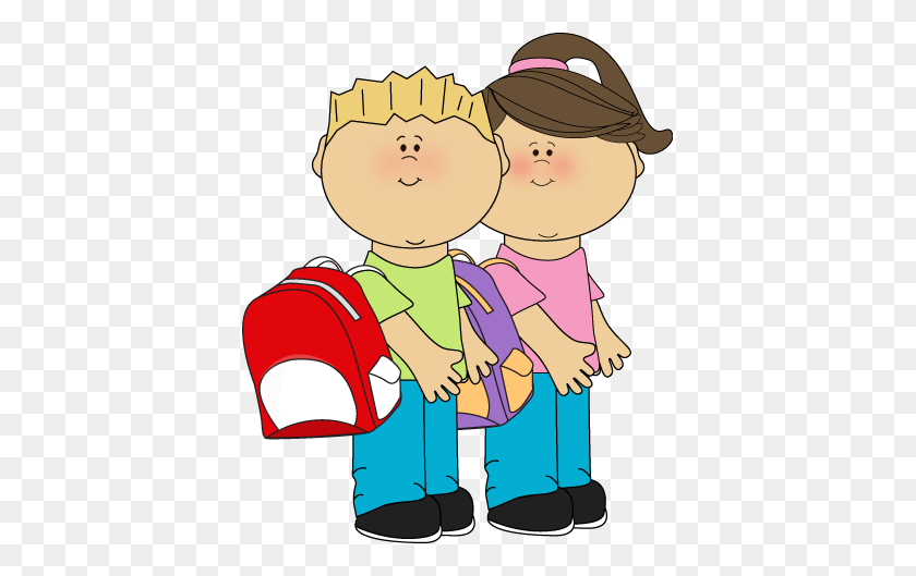 395x469 Writing Home Cliparts - Kids Walking To School Clipart