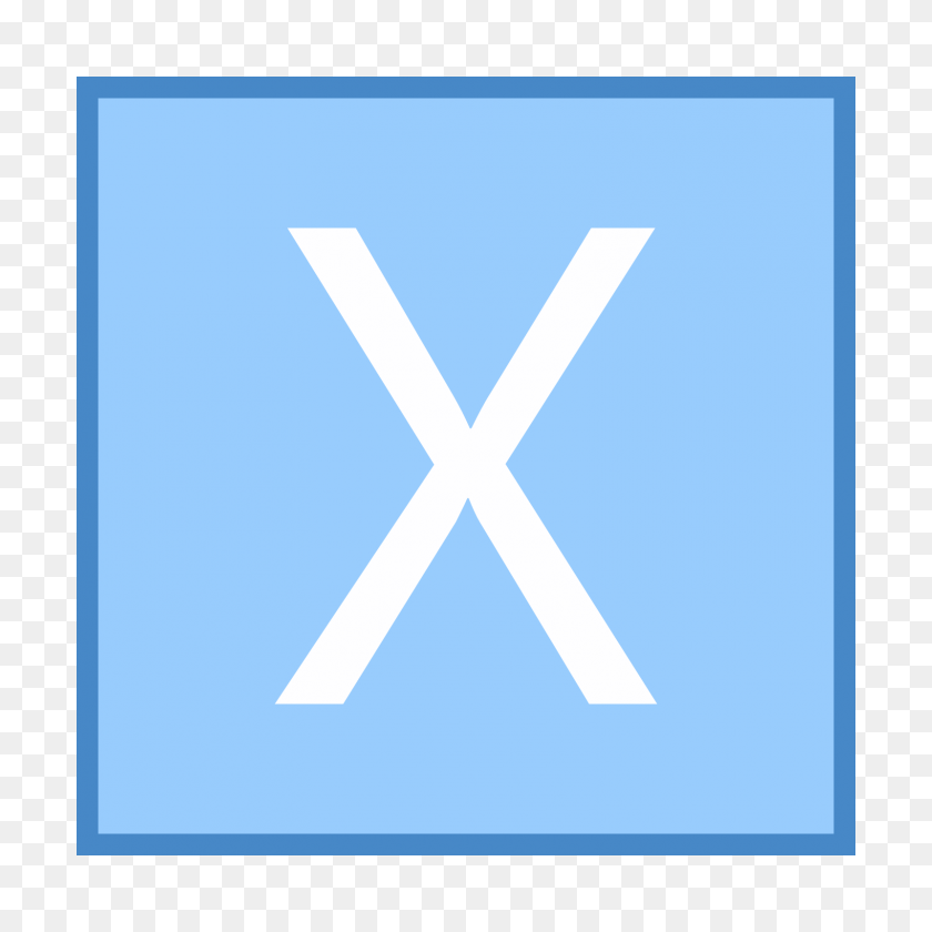 1600x1600 X Coordinate Icon - Blue Square PNG