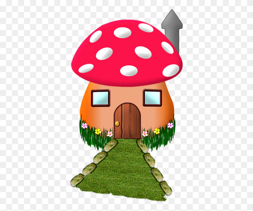 375x643 Xl Applique Mushroom House - Cartoon House PNG
