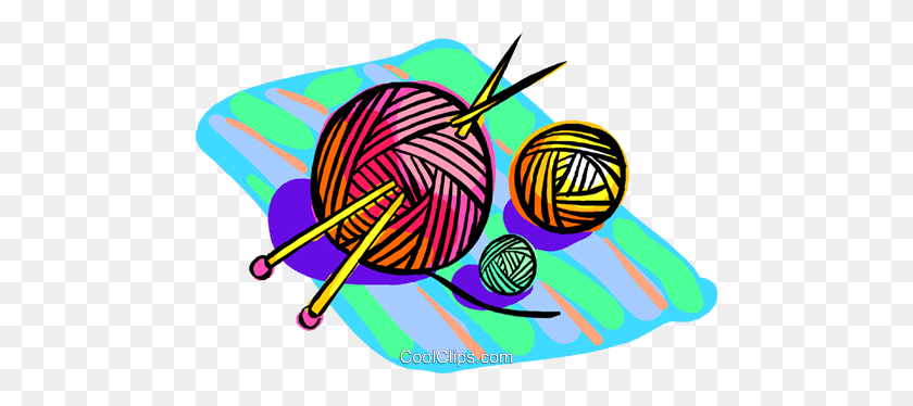 480x314 Yarn With Knitting Needles Royalty Free Vector Clip Art - Yarn Ball Clipart
