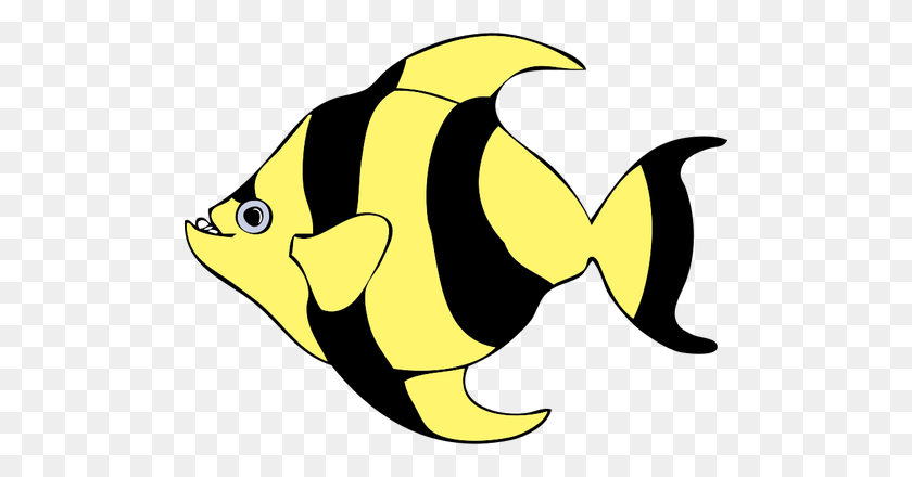 500x380 Yellow And Black Striped Fish Vector Drawing - Stripes Clipart