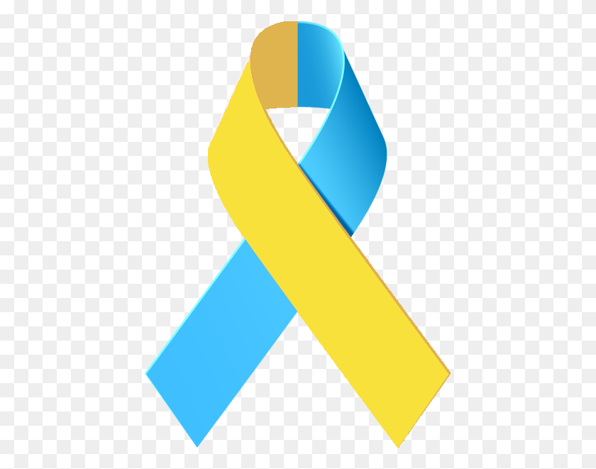 431x601 Yellow And Blue Awareness Ribbon Tattoos Adornos - Yellow Ribbon Clipart