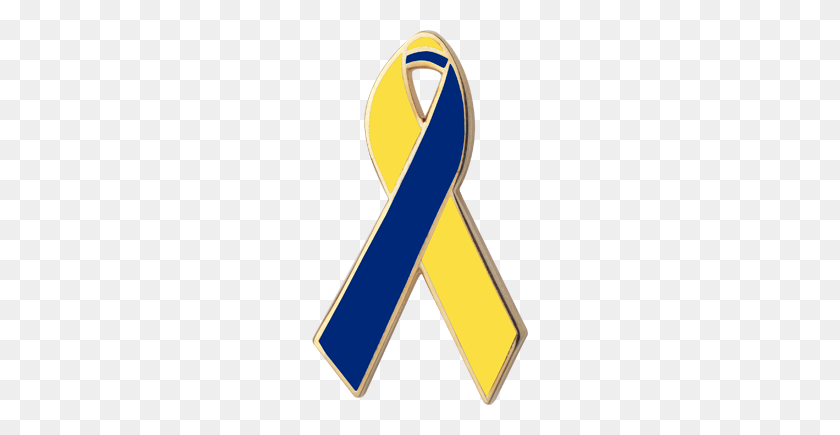 216x375 Yellow And Blue Awareness Ribbons Lapel Pins - Yellow Ribbon PNG