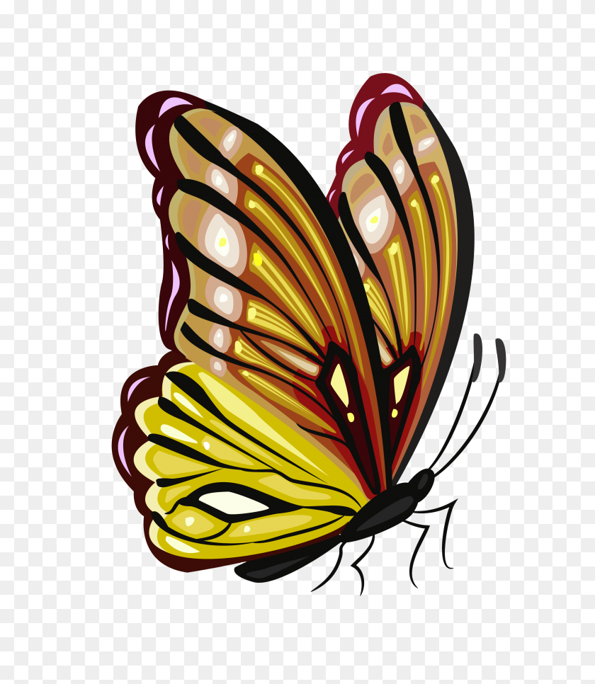 2796x3251 Yellow And Brown Butterfly Png Clipart Gallery - Yellow Butterfly Clipart