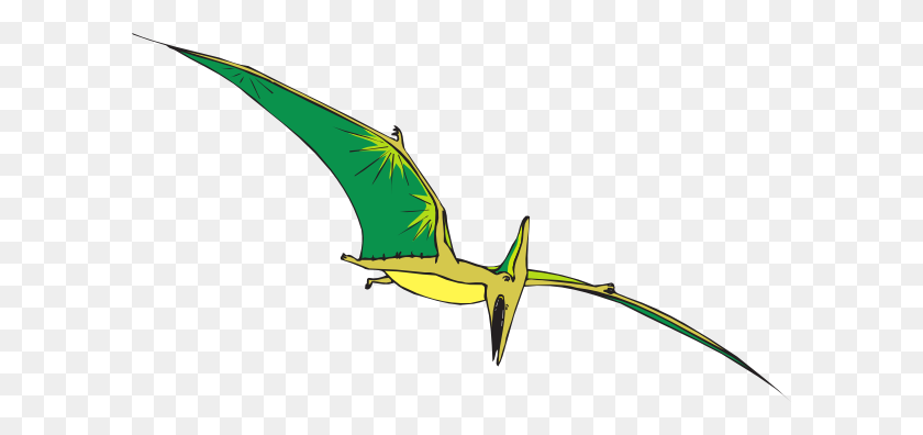600x336 Yellow And Green Pterodactyl Clip Art - Pterodactyl Clipart