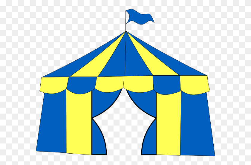 600x492 Carpa De Circo Azul Amarillo Clipart - Clipart Circus