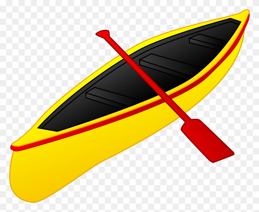 7144x5744 Желтая Лодка С Красным Веслом. Бесплатное Изображение. - Весло Для Каноэ. Клипарт