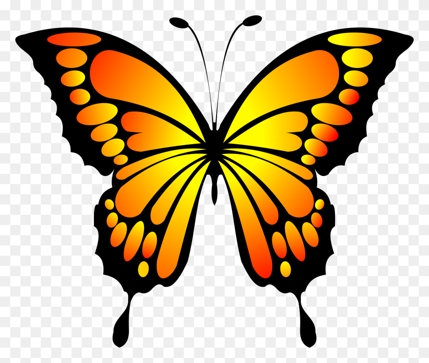2400x2000 Yellow Butterfly Clipart Group With Items - Red Butterfly Clipart