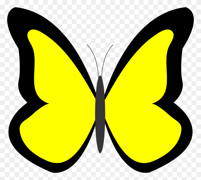 999x888 Желтая Бабочка Клипарт Группа С Элементами - Желтая Бабочка Клипарт