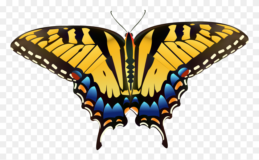8000x4731 Yellow Butterfly Png Clip Art - Transparent Butterfly Clipart