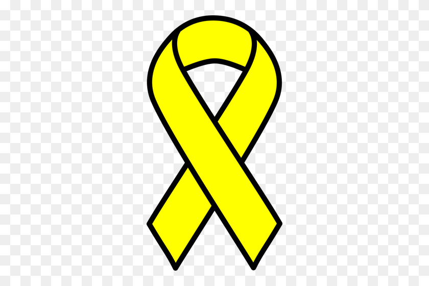 266x500 Yellow Cancer Ribbon - Cancer Ribbon Clipart Black And White