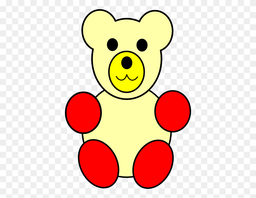 414x592 Yellow Counting Bear, Red Paws Clip Art - Counting Bears Clipart