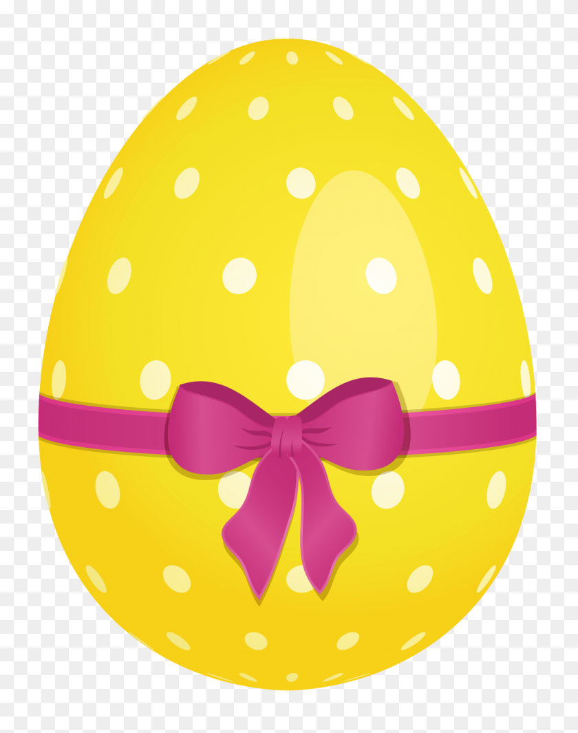 1440x1855 Yellow Dotted Easter Egg With Pink Bow Png Gallery - Pink Bow PNG