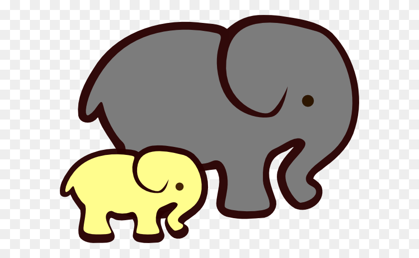 600x458 Yellow Elephant Mom Baby Clip Art - Mother And Baby Clipart
