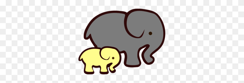 299x228 Yellow Elephant Mom Baby Clip Art - Free Baby Elephant Clip Art