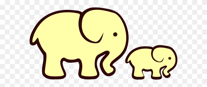 600x293 Yellow Elephant Mom Baby Clip Art At Clker Com Vector Clip Art - Mom And Baby Elephant Clipart