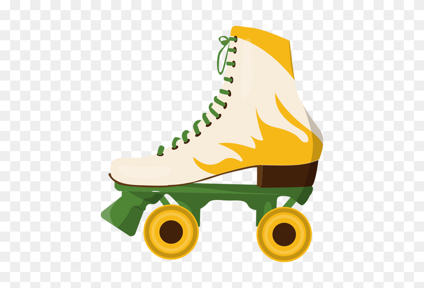 512x512 Yellow Fire Roller Skate Shoe - Skate PNG