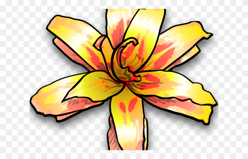 640x480 Желтый Цветочный Клипарт - Цветы Джунглей Клипарт