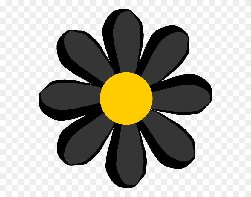 582x599 Желтый Цветок Клипарт Черно-Белый - Букет Цветов Клипарт Черный И Белый