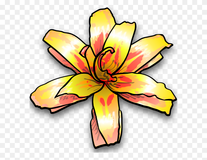 600x589 Yellow Flower Clipart Flower Drawing - Flower Drawing Clipart