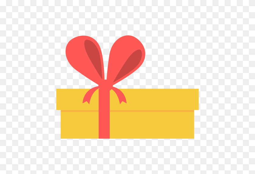 512x512 Значок Желтая Подарочная Коробка Розовый Лук - Подарок Png
