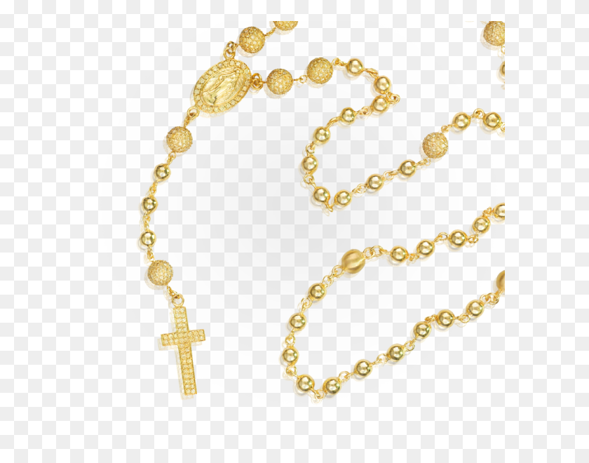 600x600 Yellow Gold Rosary - Rosary PNG