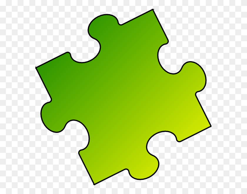 600x600 Желто-Зеленый Кусок Пазла - Пазл Для Аутизма Клипарт