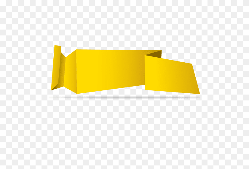 512x512 Yellow Horizontal Origami Banner - Yellow Banner PNG