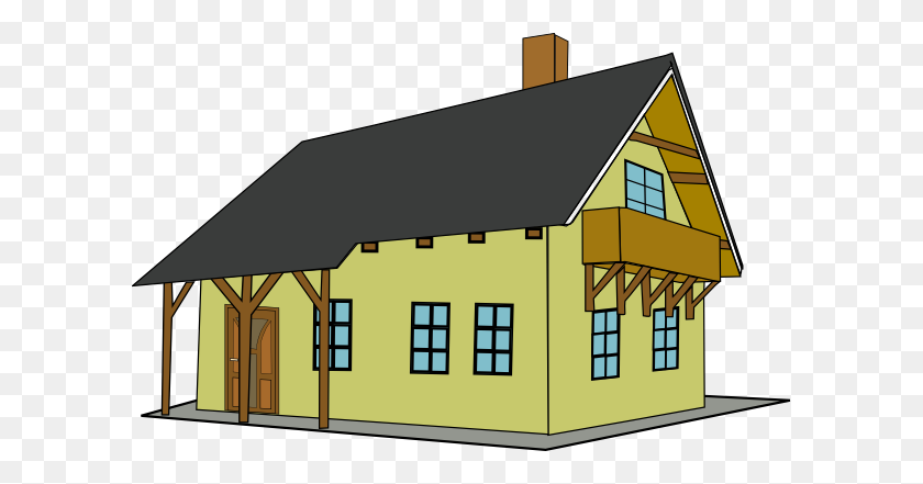 600x381 Yellow House Clip Art - Porch Clipart