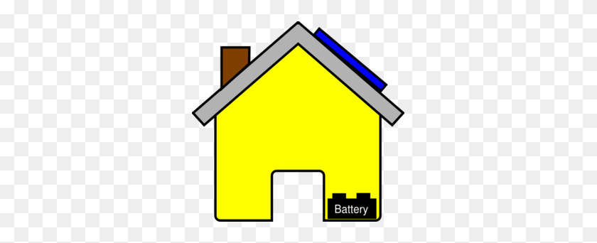 299x282 Yellow House With Solar Panel And Battery Clip Art - Battery Clip Art