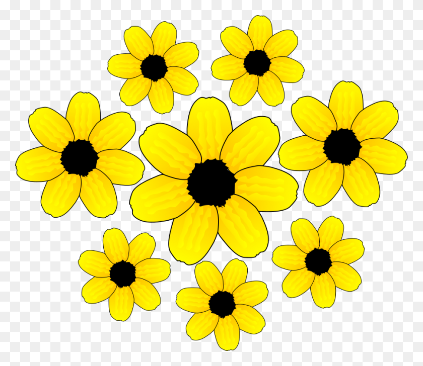 900x771 Yellow Leaf Flower Clipart Png For Web - Small Flowers Clipart