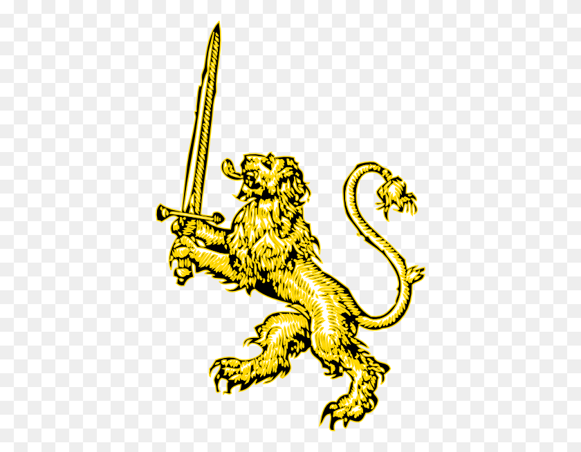390x594 Yellow Lion With Sword Clip Art - Sword Clipart PNG