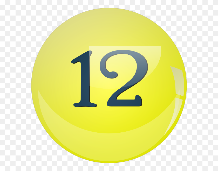 600x600 Yellow Lottery Ball - Number 12 Clipart