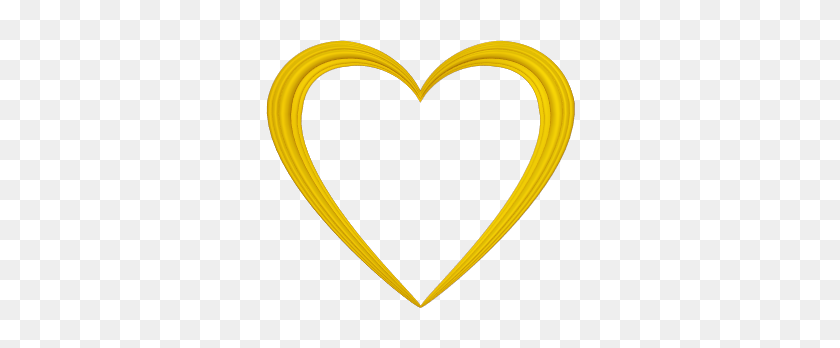 360x288 Желтое Сердце Любви С Тиснением Границы Прозрачный Фон - Валентина Границы Клипарт
