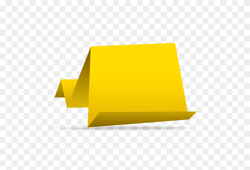 512x512 Желтый Бумажный Баннер Оригами - Бумага Png