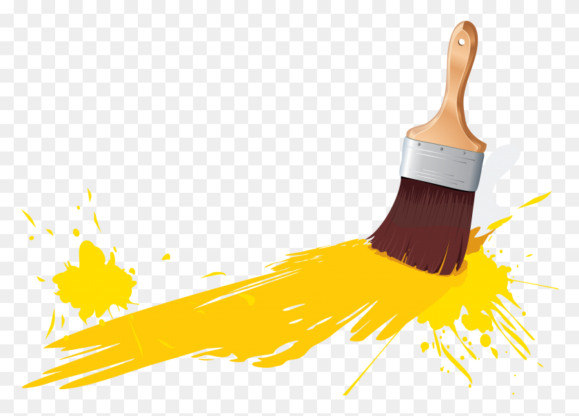 3498x2441 Yellow Paint Brush Clipart - Clipart Paint Pallet