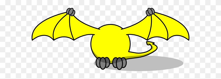 600x242 Yellow Pterodactyl Body Only Clip Art - Pterodactyl Clipart