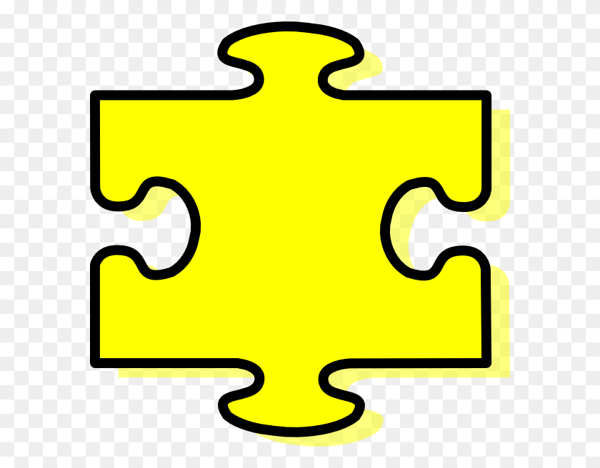 588x596 Yellow Puzzle Piece Clip Art - Autism Puzzle Clipart